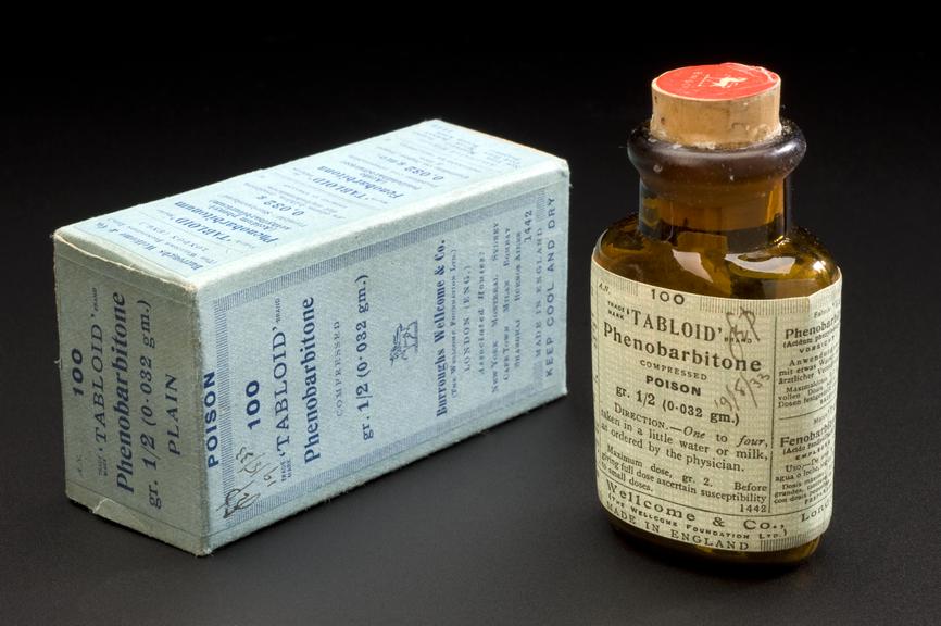 Bottle for ‘Tabloid’ Phenobarbitone, England, 1933