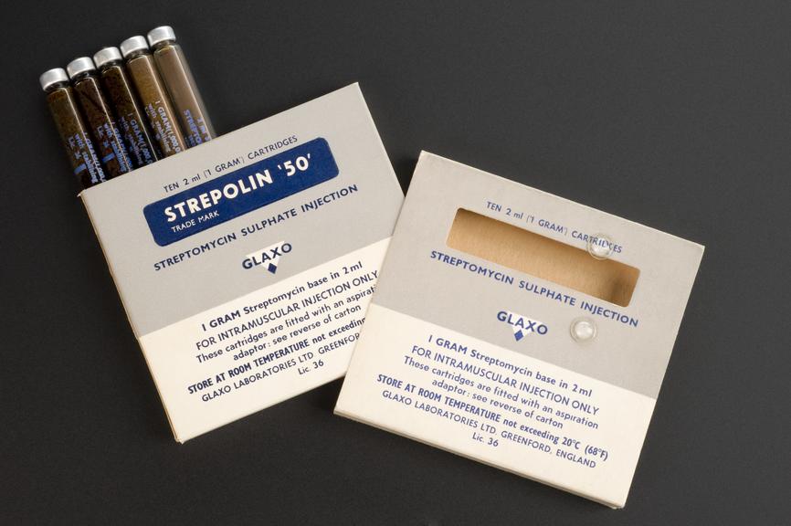 Ten 2ml injection cartridges of Streptolin '50' streptomycin