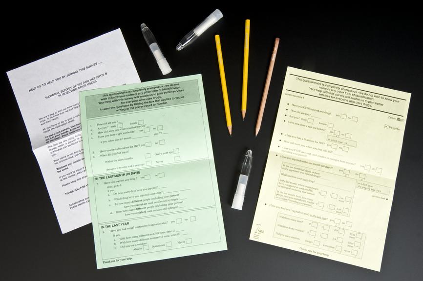 Three salivettes used as part of the National Survey of HIV and