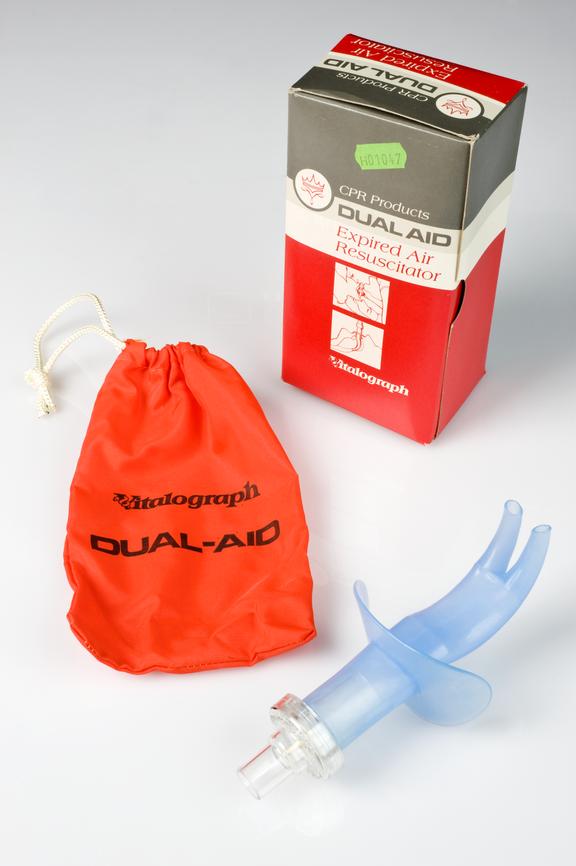 Dual Aid Expired Air resuscitator designed to protect rescuer