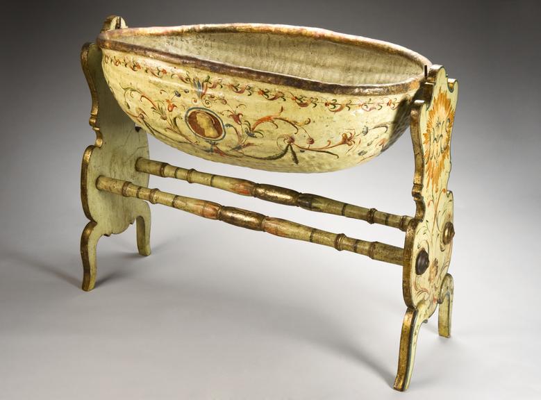 Italian rocking cradle on stand, 17th century