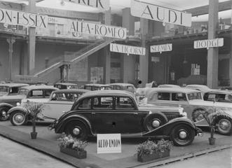 View of cars in the Auto Union exhibit