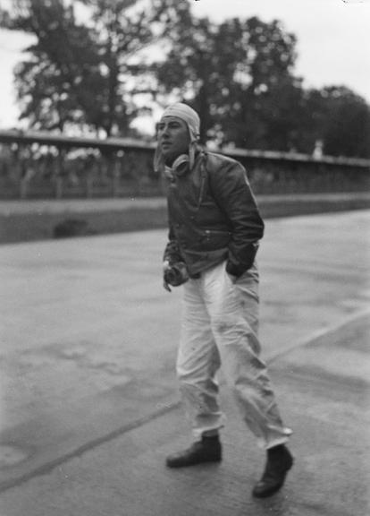 Racing driver looking down the track