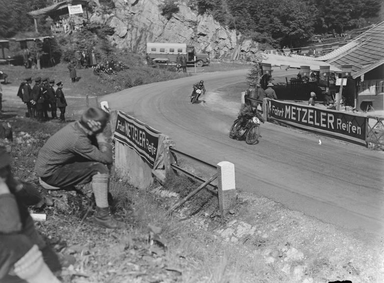 Motorcycle race on a mountain road