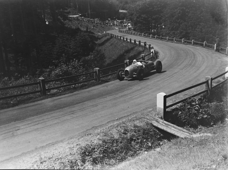 Audi racing car on a mountain road