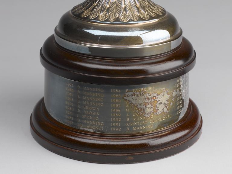 Silver plated trophy entitled 'British Swearing Association Challenge Cup'