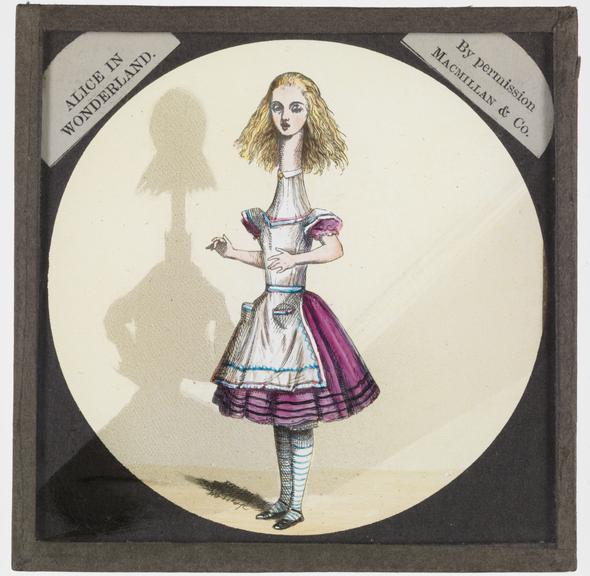 Hand-painted glass lantern slide illustrating scene from