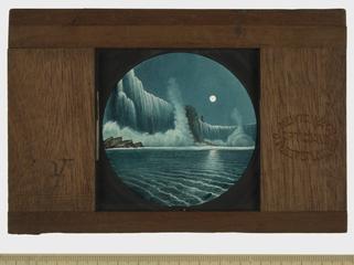 Magic lantern slide: Waterfall by night