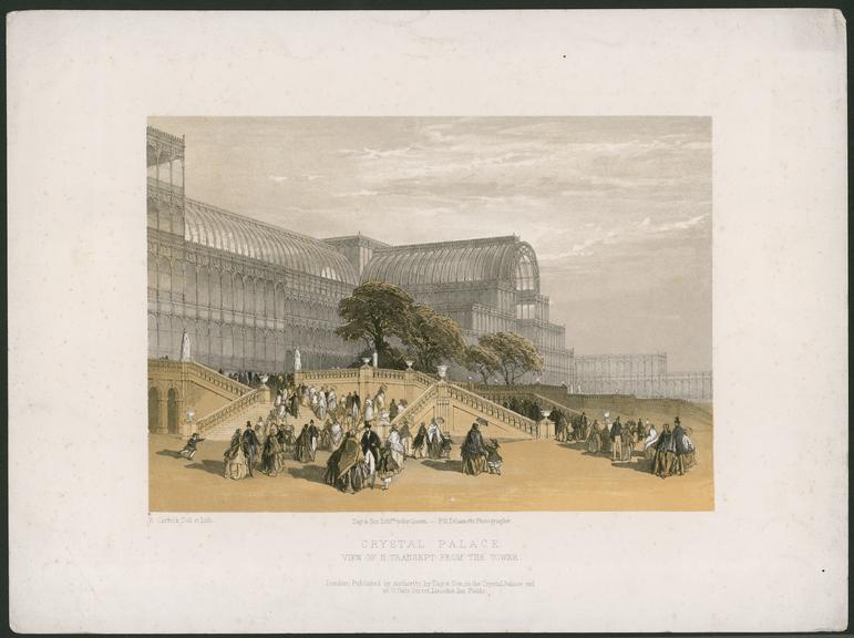 Lithograph, tinted: Crystal Palace at Sydenham