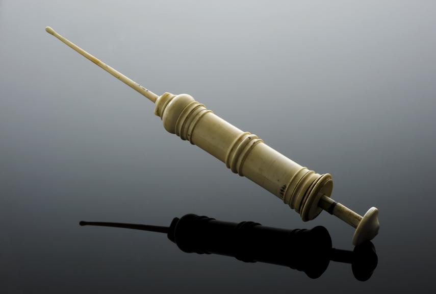 Ivory piston-action syringe, possibly early 18th century