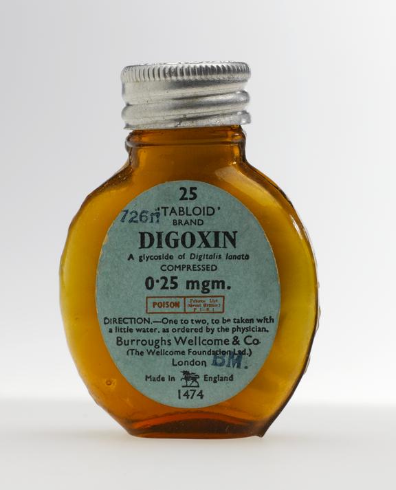 Bottle of digoxin tablets, "Tabloid" brand