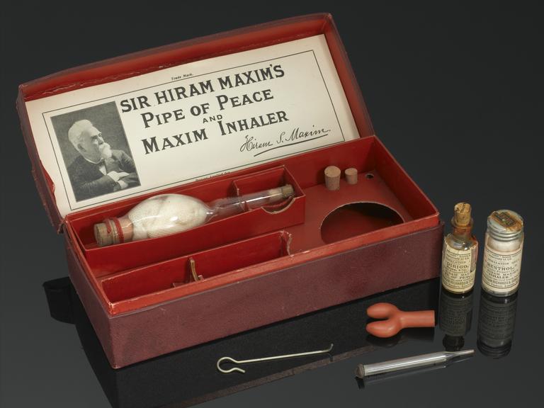 Maxim's 'Pipe of Peace' and inhaler, with accessories, in original carton