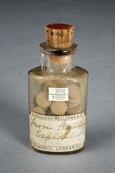 Glass bottle of Livingstone Rousers, by Burroughs Wellcome