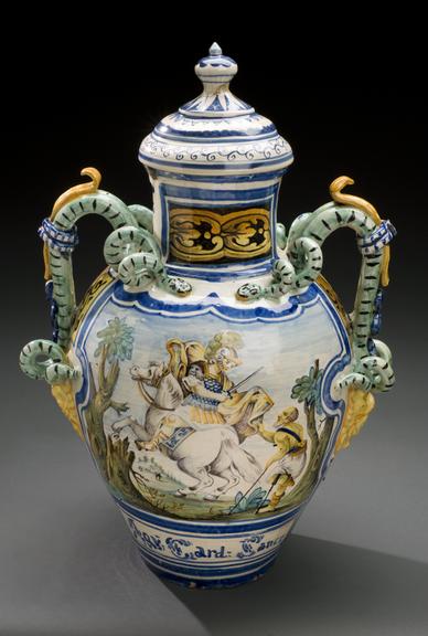 Pharmacy storage jar for Blessed Thistle Water, Italy, 1702