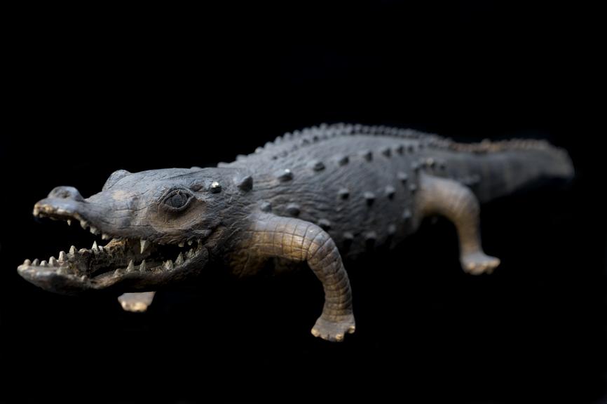 Model alligator, 115 scale, English, C19. Black background.