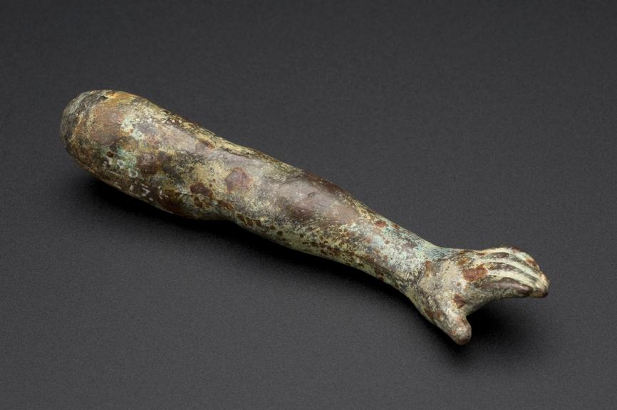 Votive left arm, bronze, Roman, 200BC-100AD