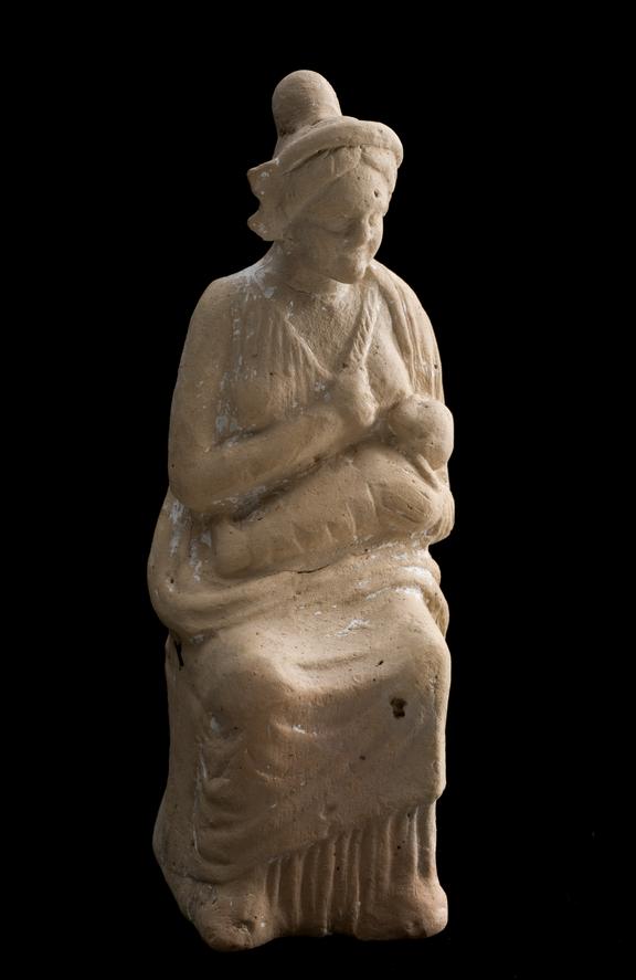 Votive figure, mother suckling infant, mother seated