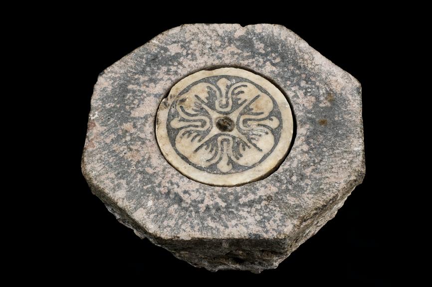 Drain, with decorated inspection cover, Roman, 100-400