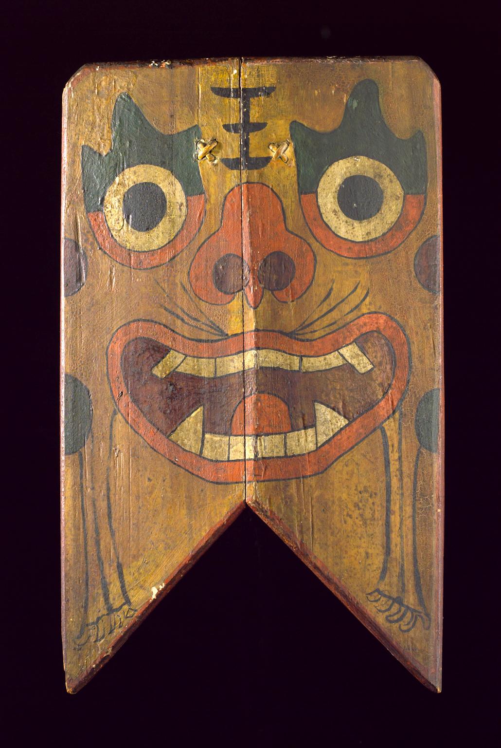 Wooden sign painted with a demon's face, China | Science Museum Group ...
