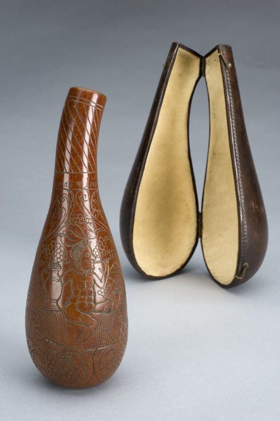 Gourd bottle, intricately carved, possibly used as a pomander