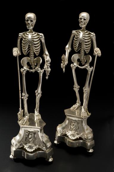 Silver-plated skeleton statuette