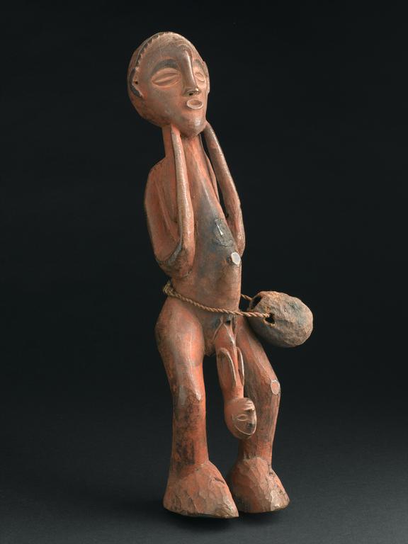 Wooden statue, depicting childbirth, from Angola, Bazombo tribe