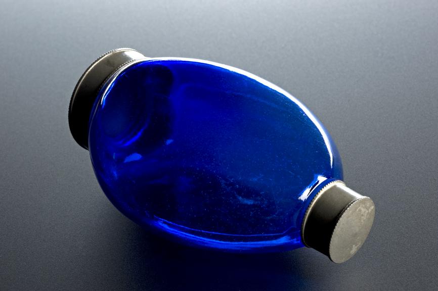 Blue glass sputum bottle