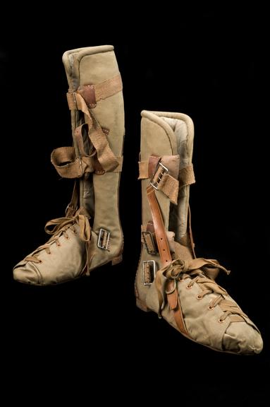 Padded right boot with leg splint, Rome, Italy, 1914-1918