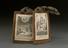 Brown flannel scapular, with holy pictures and inscription