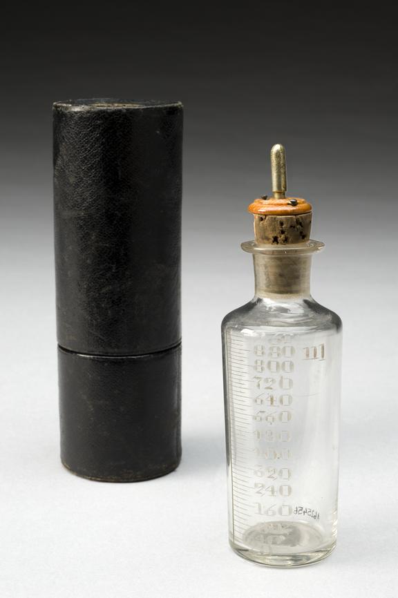 Graduated dropper bottle for chloroform (cased), made by S