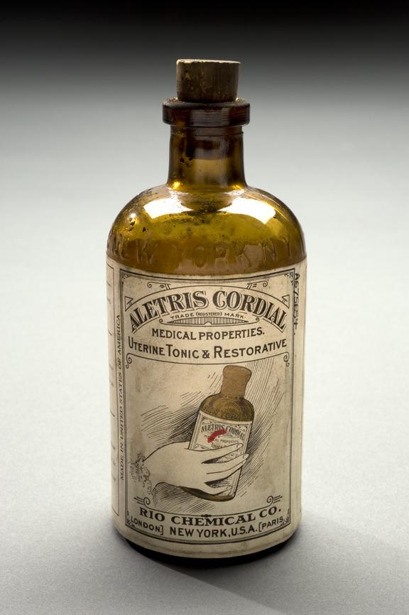 brown glass bottle containing aletris cordial (sometimes known