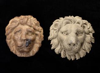 Wood model of lion's head