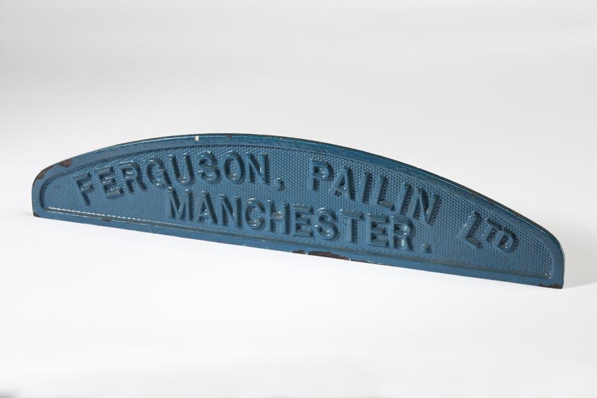 Ferguson-Pailin nameplate from an electrical switchgear panel