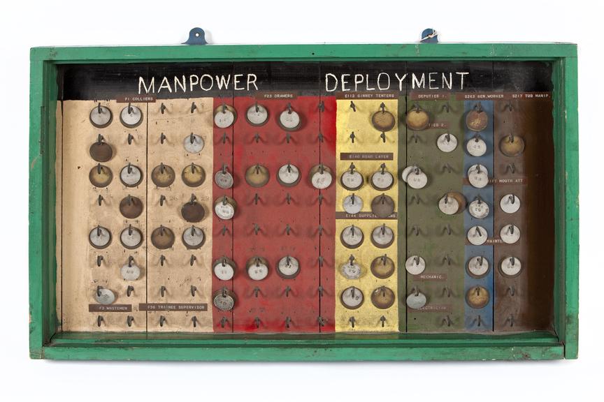 'Manpower Deployment' tally board, coal mining