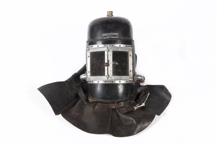 Mining safety rescue helmet.
Photographed on a white background.