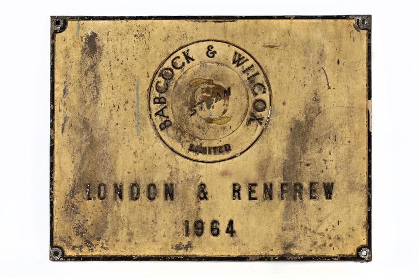 Babcock & Wilcox nameplate, London & Renfrew