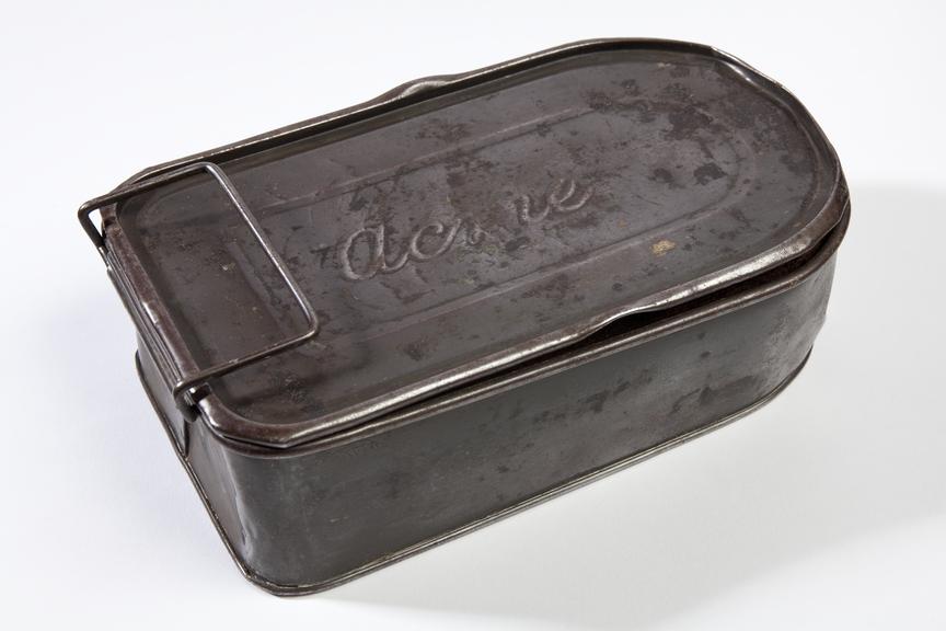 Miner's snap tin, metal, 'Acme' brand