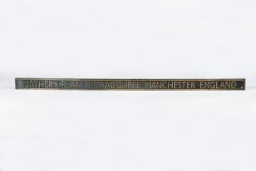 Brass maker's name plate