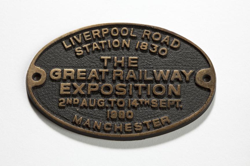 Commemorative plaque; inscribed 'Liverpool Road Station 1830 //