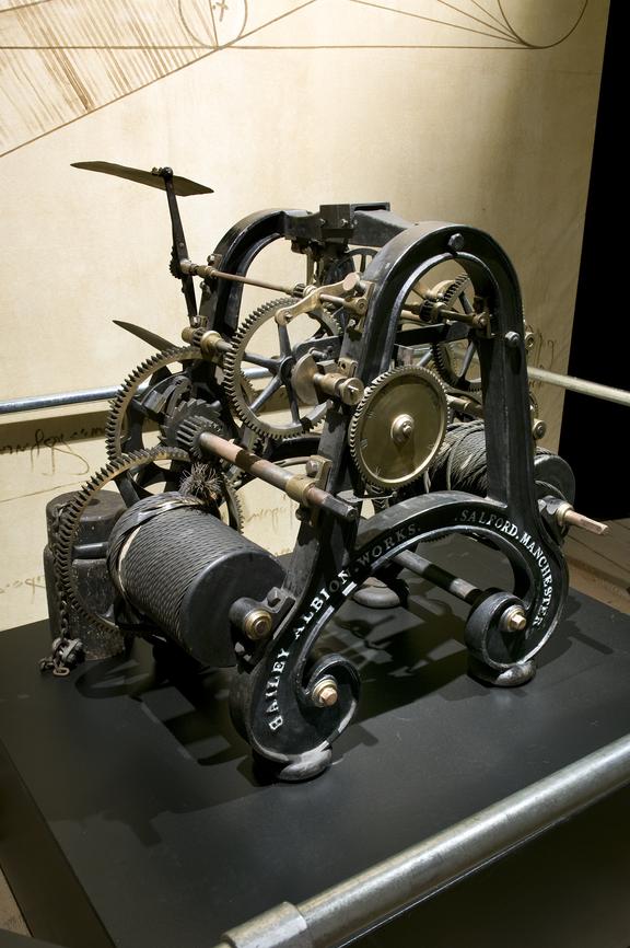 Turret clock mechanism, made by W. H. Bailey & Co