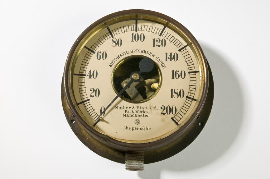 Mather and Platt fire pump automatic sprinkler gauge