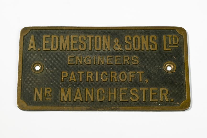 A. Edmeston & Sons ltd nameplate