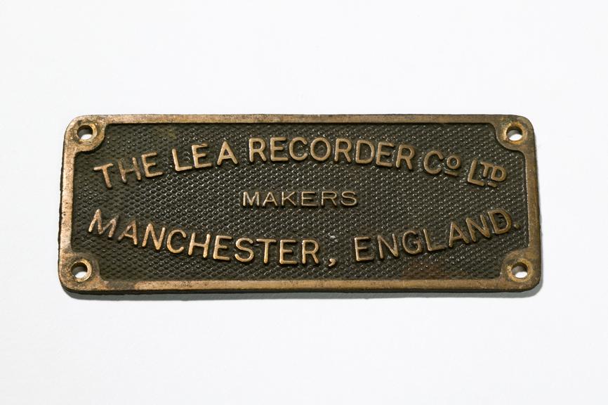 The Lea Recorder Co Ltd nameplate