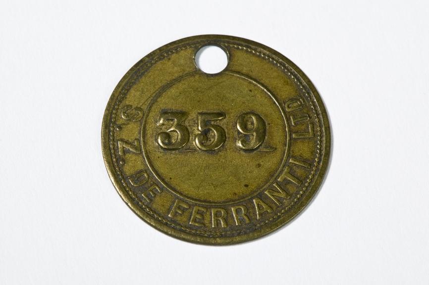 S Z de Ferranti Ltd token numbered '359'