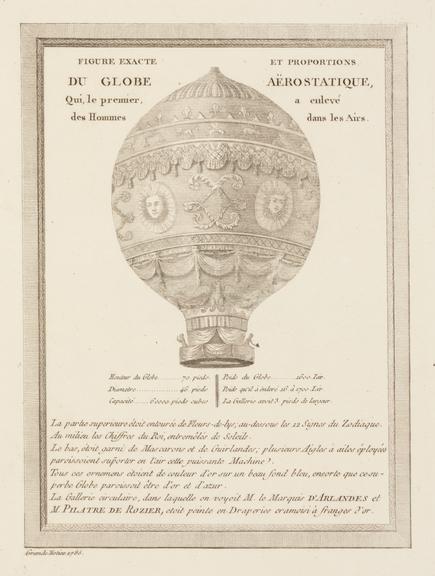 One engraving of the first Montgolfier balloon of 1783 (Taken