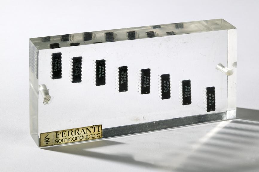 Ferranti Ltd display plaque.
Photographed on a white background.