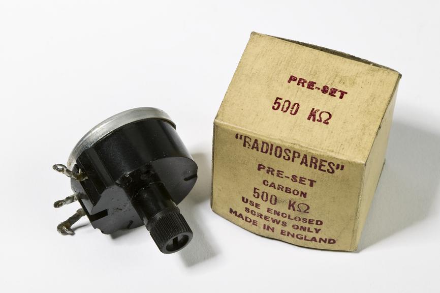 RadioSpares Preset radio component
Photographed on a white