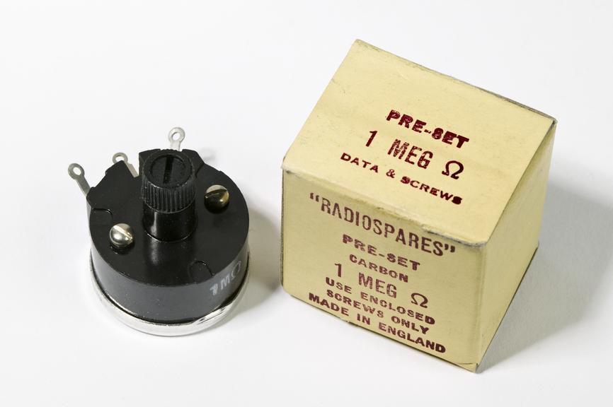 RadioSpares Preset radio component
Photographed on a white