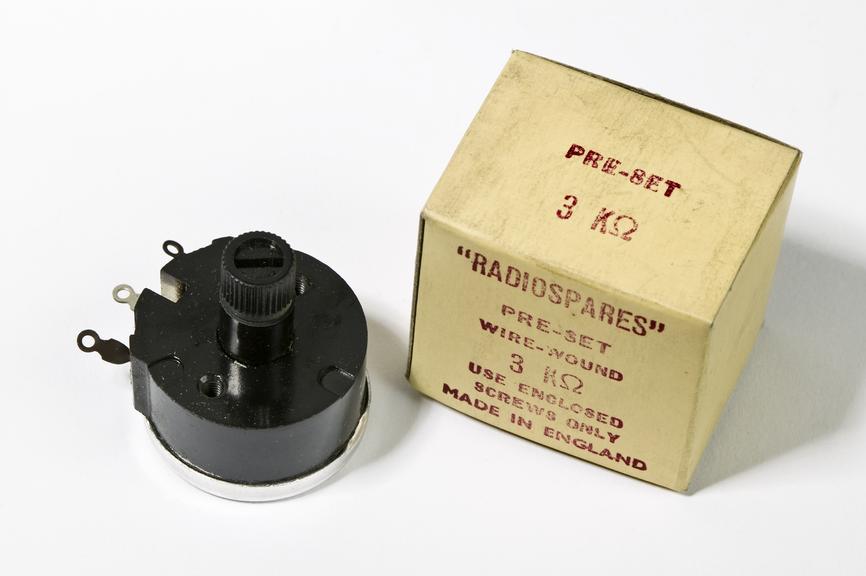 RadioSpares Preset radio component
Photographed on a white