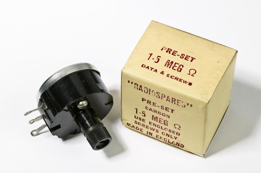 RadioSpares Preset radio component
Photographed on a white